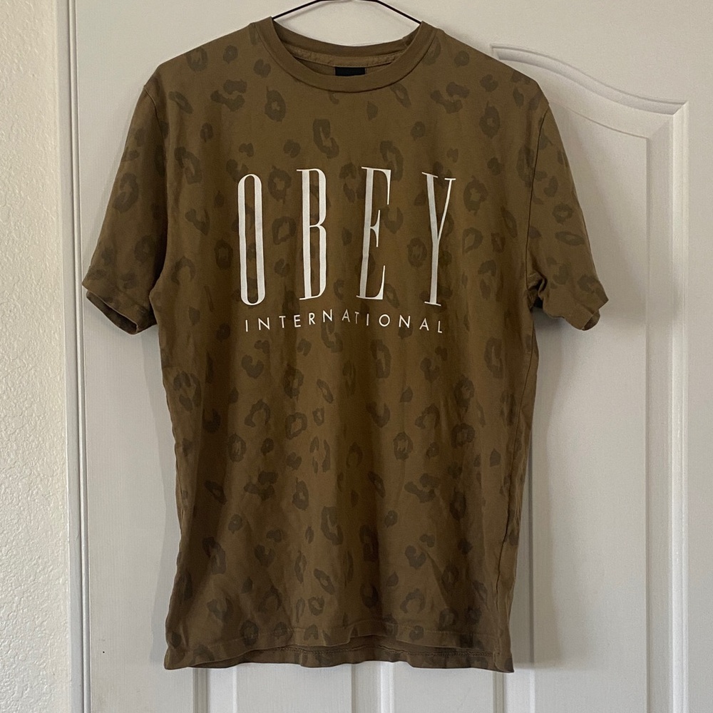 Obey Woman’s  Brown Patterned Short Sleeve Tee